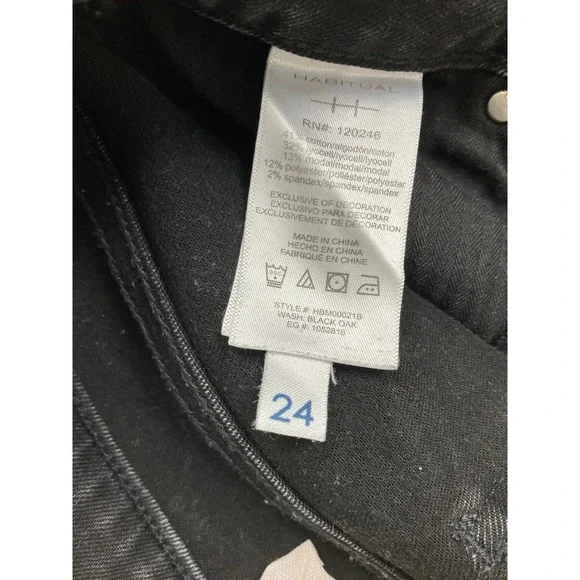 Habitual Womens High Rise Skinny Jeans Faded Black Distressed Knee Size 24 - Picture 11 of 11